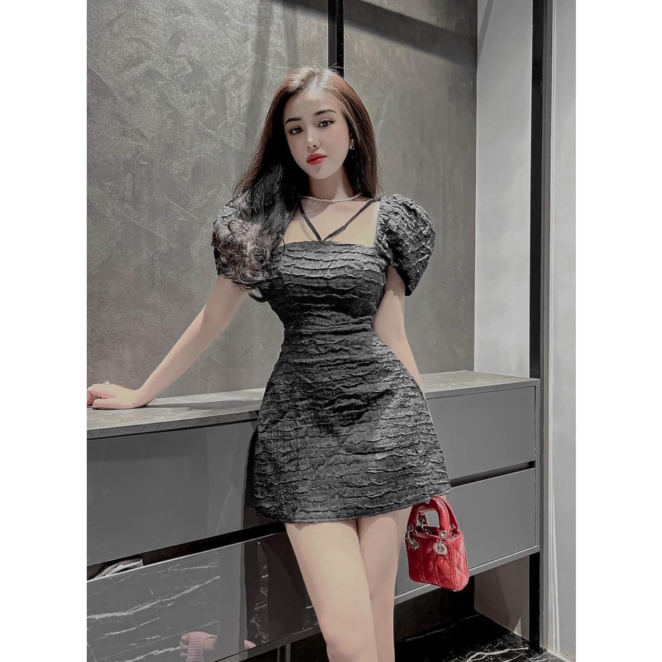 [Miễn Phí Ship 50K-GIAN HÀNG CHÍNH HÃNG] Đầm thời trang nữ mặc đi dự tiệc sang chảnh,đầm chất gấm cao cấp có mút tay búp