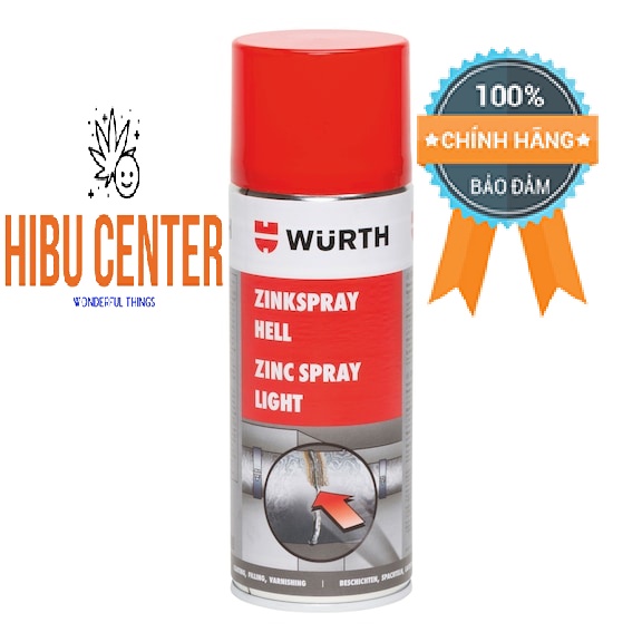 Chất Mạ Kẽm Sáng WURTH ZINC SPRAY LIGHT 0893113114 400ml | HIBUCENTER