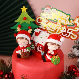 đồ trang trí bánh kem noel [FREESHIP💯] cặp tượng em bé noel cute