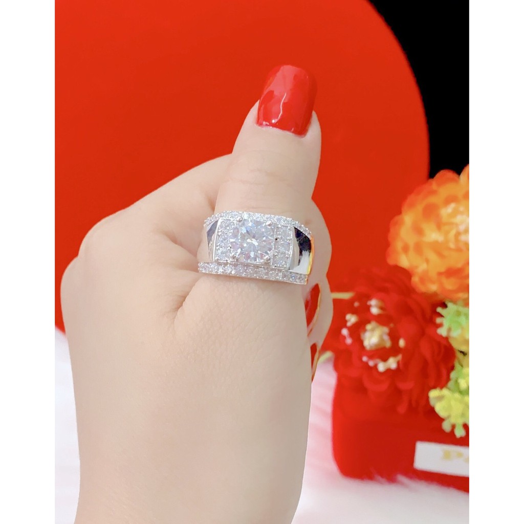 Nhẫn nam đính xoàn mạ bạch kim cao cấp E269