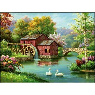 Tranh đá đính toàn bộ phong cảnh df2834 kích thước :75×55cm