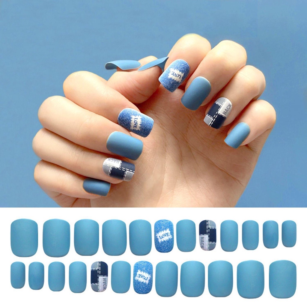 Hộp 24 Móng Tay Giả Đầu Vuông Trang Trí Nghệ Thuật