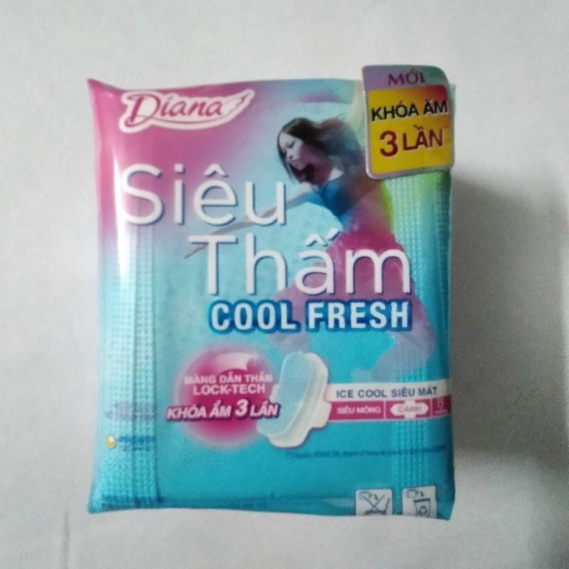 Băng vệ sinh siêu thấm Diana Cool Fresh gói 8 miếng