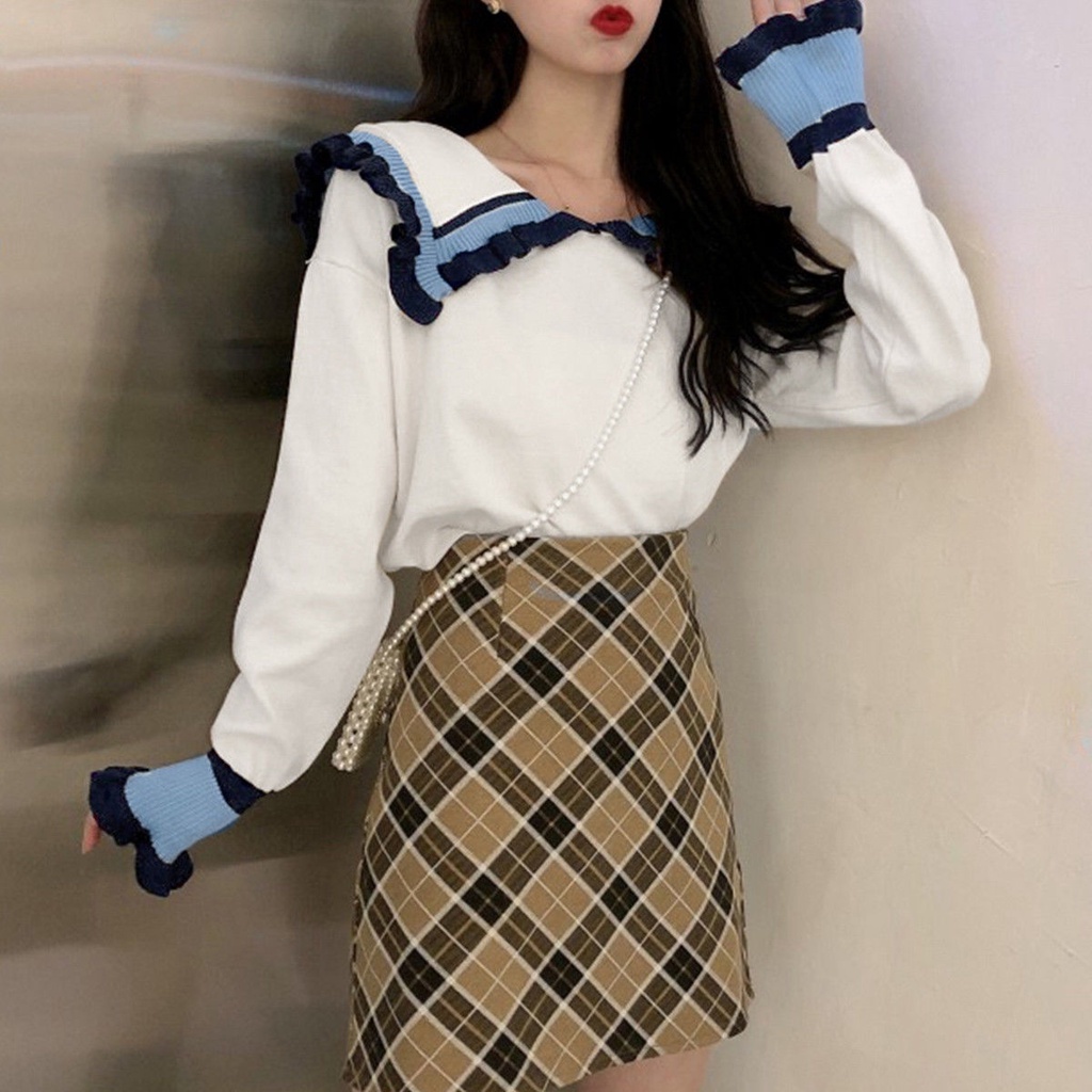 Áo len tay dài cổ thủy thủ thời trang dành cho nữ