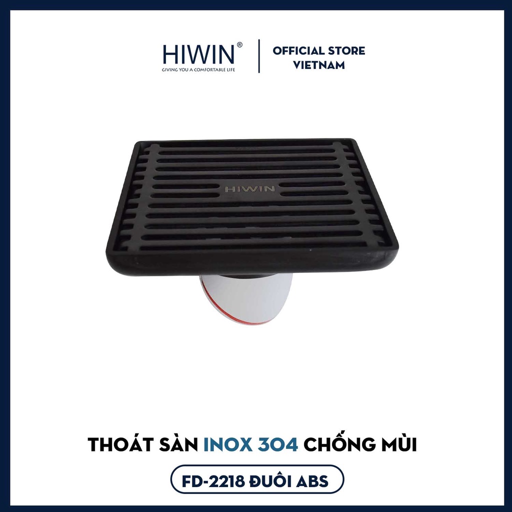 Thoát sàn chống mùi hôi inox 304 mạ đen cao cấp Hiwin FD-2218 100x100mm