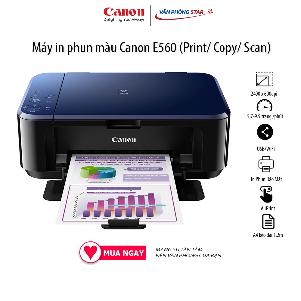 [Free ship] Máy in phun màu Canon E560 (Print/ Copy/ Scan): Copy - In - Scan - Duplex - Wifi tại Vanphongstar