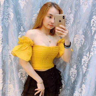 Áo crtoptop xếp ly bet vai anh that