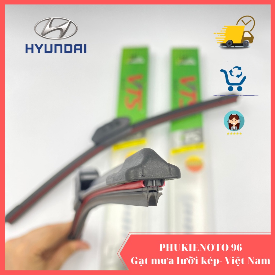 Gạt mưa lưỡi kép, Gạt mưa ô tô cao cấp xe Hyundai I10, ELANTRA, ACCENT, AVANTE, GETZ, SANTAFE, SONATA, TUCSON, I30,...