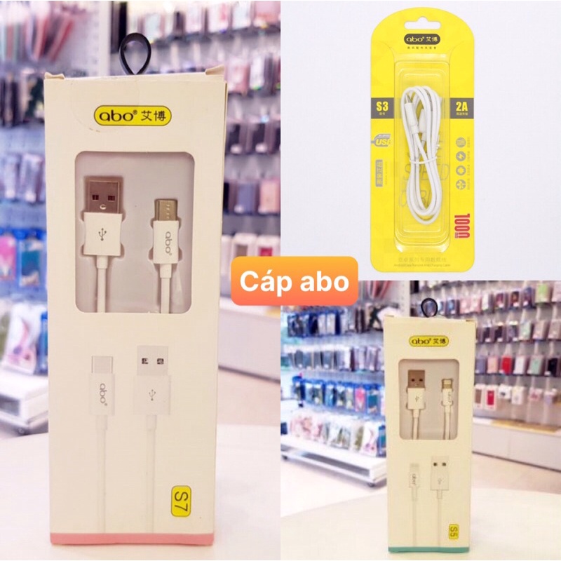🌟CHÍNH HÃNG🌟Bộ củ c26 - Cáp sạc Abo S5 / s3 / s7 -Q iphone / Lightning / micro / samsung / type C 1m CHỐNG ĐỨT GÃY