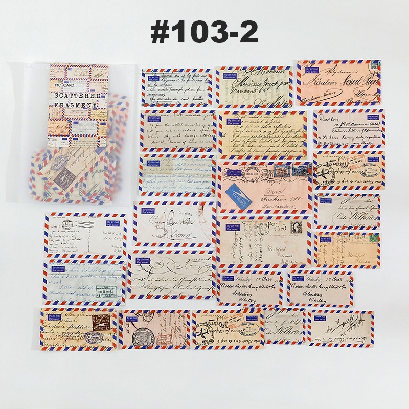 Sticker mono retro trang trí Scrapbook, sổ tay, vở  (set 40 pcs) - [ 103 ]