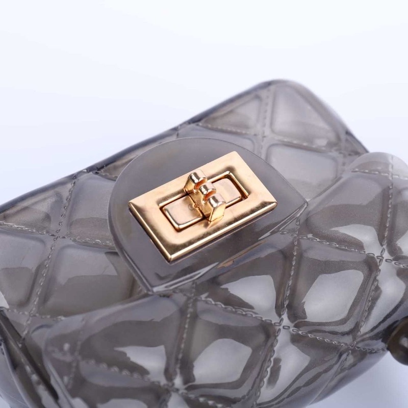 Túi IELGY đeo chéo vai dáng vuông cỡ nhỏ màu thạch ngọc trai trong suốt phối dây thời trang