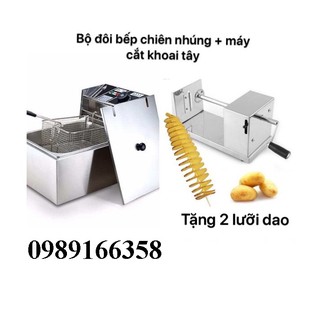 Bộ đôi bếp chiên nhúng điện và khoai tây lốc xoáy