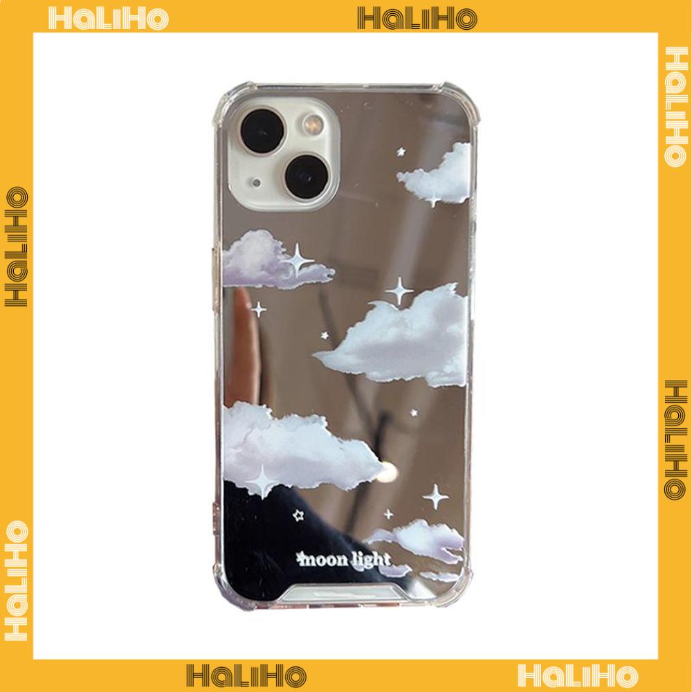 iPhone Case Acrylic Reflective Mirror Airbag Shockproof Protection Camera Clouds Stars Compatible with iPhone 11 iPhone 13 Pro Max iPhone 12 Pro Max iPhone 7 Plus iPhone xr