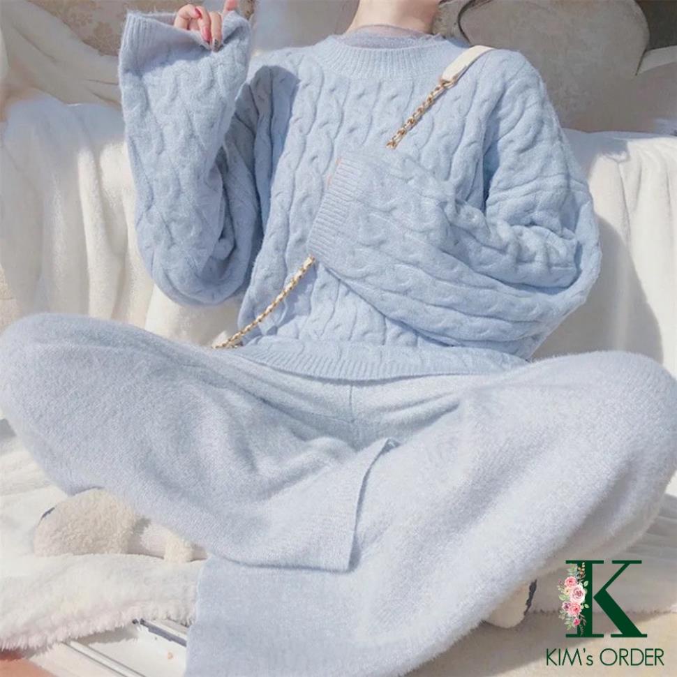 Áo len nữ màu trắng be form rộng sweater cổ tròn dài tay chất len vặn thừng dày dặn cao cấp phong cách Hàn Quốc | BigBuy360 - bigbuy360.vn