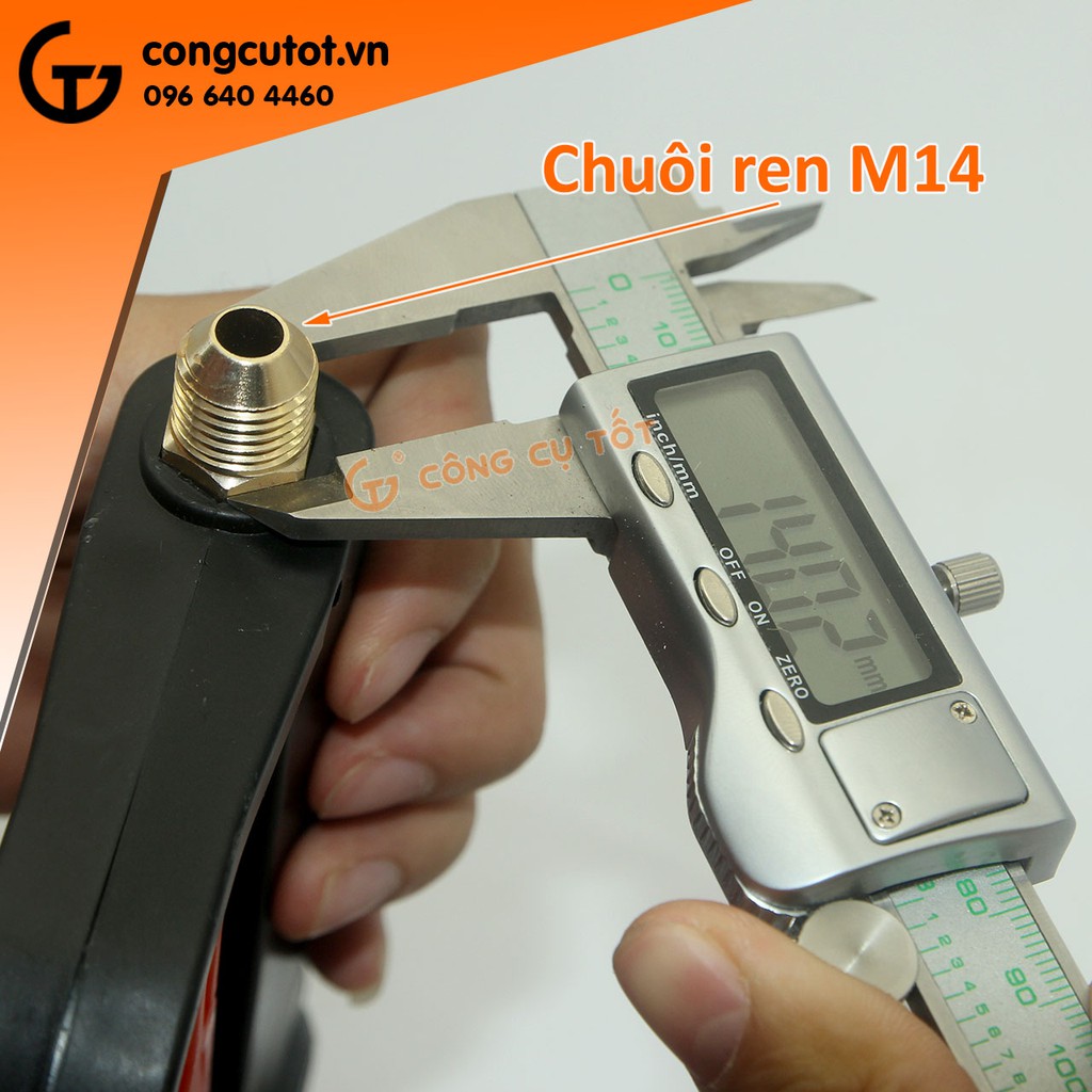 Súng rửa xe áp lực 3000psi mỏ vịt chỉnh tia dài 46cm ren ngoài nhỏ M14, có thể tháo khớp thành súng ngắn