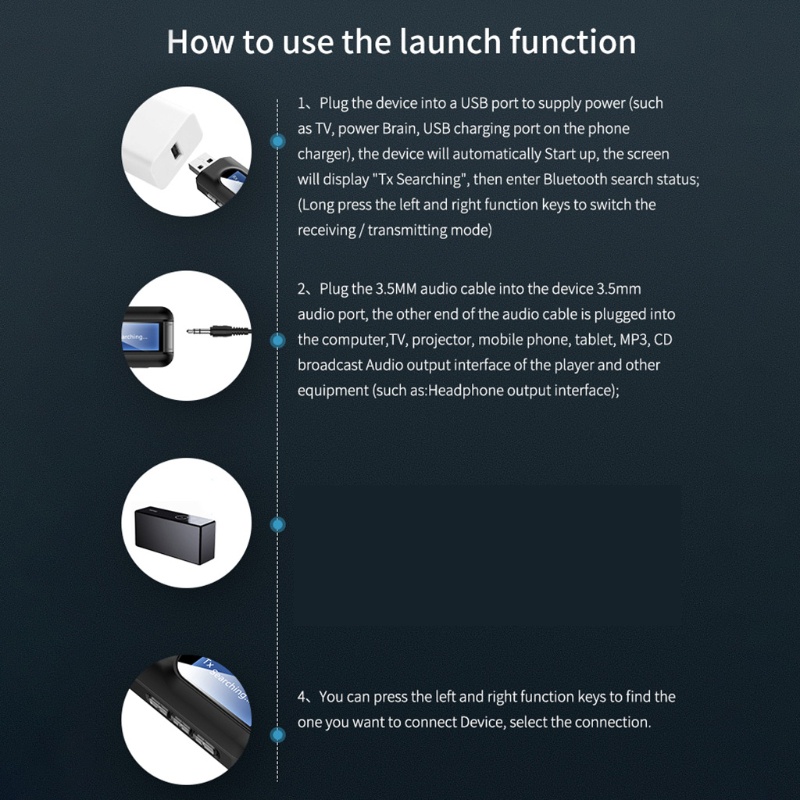Rx Thiết Bị Thu Phát Âm Thanh Bluetooth 5.0 Cổng Usb 3.5mm Cho Tv