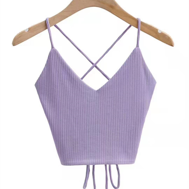 SUXI Áo Croptop Dệt Kim Màu Trơn Phong Cách Hàn Quốc