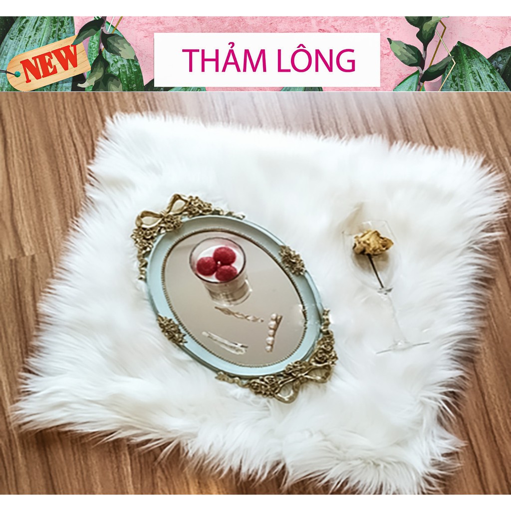 Thảm lông trắng giá rẻ [HÀNG CHẤT LƯỢNG] kích thước 50cm x 50cm