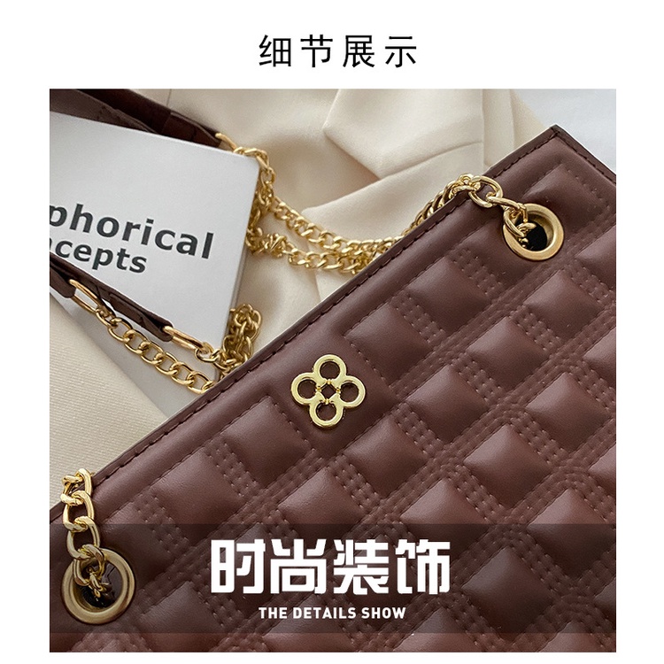 Túi đeo vai JASMIN NOIR hình vuông cỡ lớn phối dây đeo sợi xích thời trang cho nữ