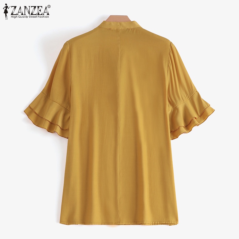 Áo ZANZEA nữ tay lửng cổ tròn phong cách Hàn Quốc thanh lịch