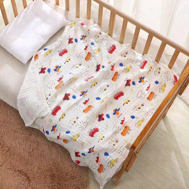 Chăn Hè Cho Bé Cotton Gân Tăm Nhăn Thoáng Mát 6 Lớp Mềm Mại A02