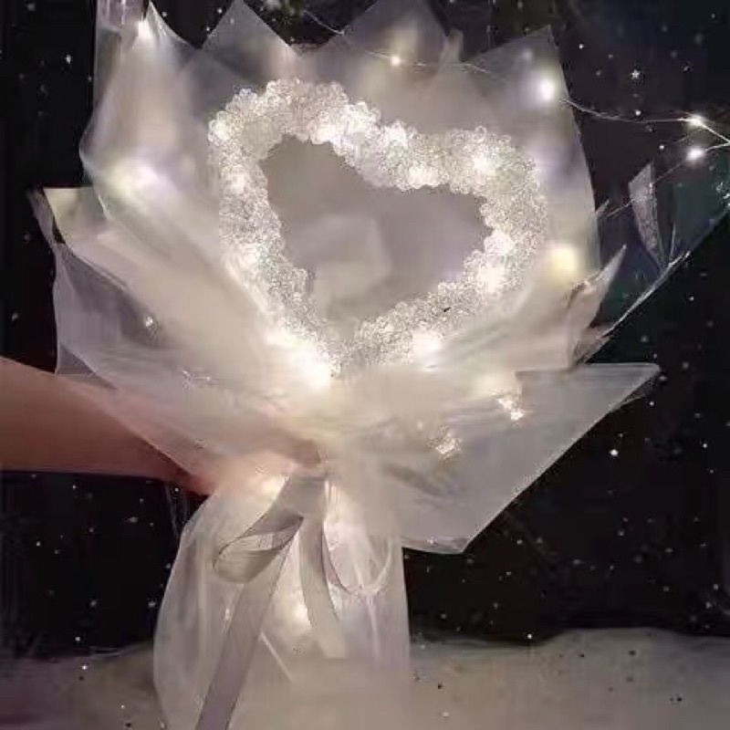Set làm bó hoa trái tim long lanh handmade CÓ SẴN bằng hạt cườm có đèn Order 2 tuần Trang Xuka