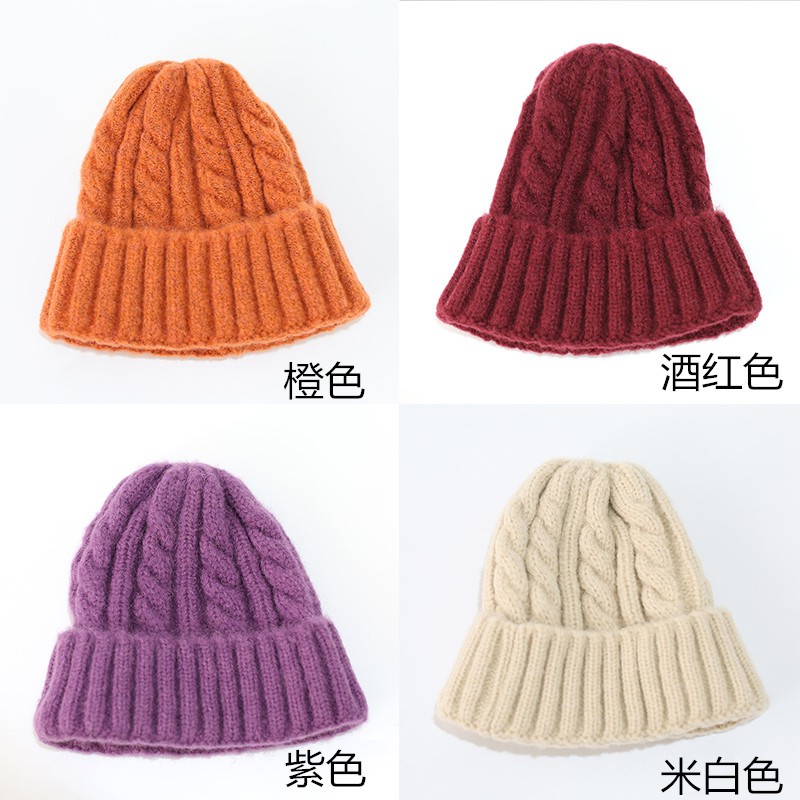 Mũ Len Tròng Đầu Màu Trơn Giữ Ấm Mùa Thu Đông Phong Cách Hàn Quốc Cho Bé Trai / Gái