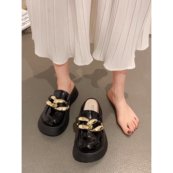 GIÀY OXFORDS THẤP CỔ MŨI TRÒN TO ULZZANG có xích đế thấp gót
