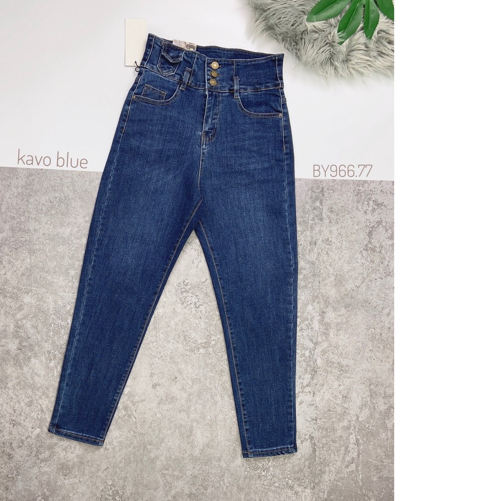 Quần Jean Nữ Baggy KAVO BLUE 3 Cúc Lưng Cao Co Giãn 4 Chiều