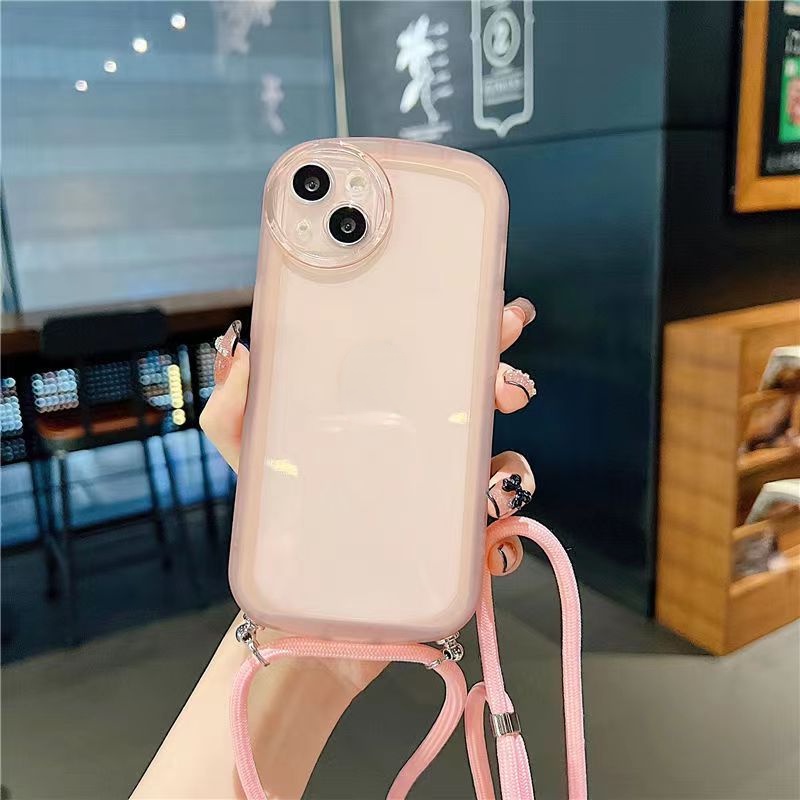 Ốp Điện Thoại TPU Silicon Mềm Hình Đôi Mắt To Có Dây Đeo Chéo Cho 7G 8G SE 2020 7P 8P 13 12 11 Pro Max XS Max XR X XS
