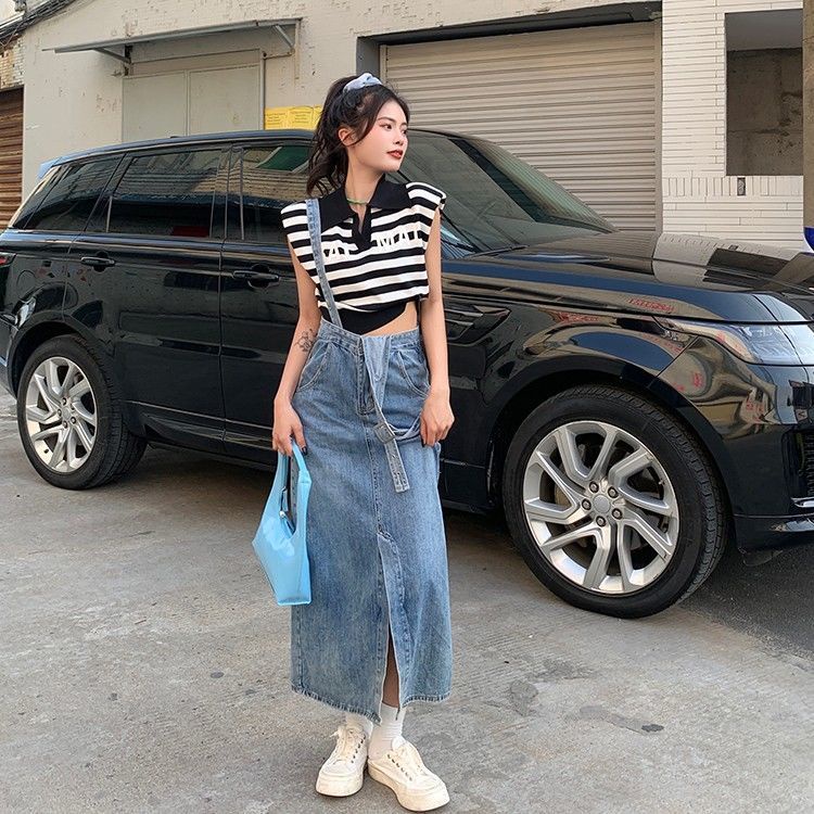COZOK Áo Thun Nữ Không Tay Kẻ Sọc Thời Trang Hàn Quốc