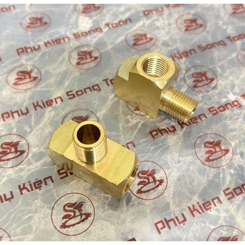 [TÊ NỐI REN] Tee lệch ren G 1/4 13 DN8 ba đầu chia ren trong ngoài T phù hợp với ren dân dụng BSP hệ G - Bằng Đồng