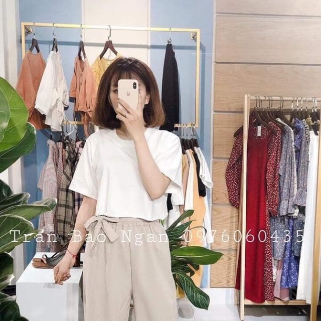 Áo croptop cổ tròn / Áo croptop basic form rộng ( kèm hình thật + video ) | WebRaoVat - webraovat.net.vn