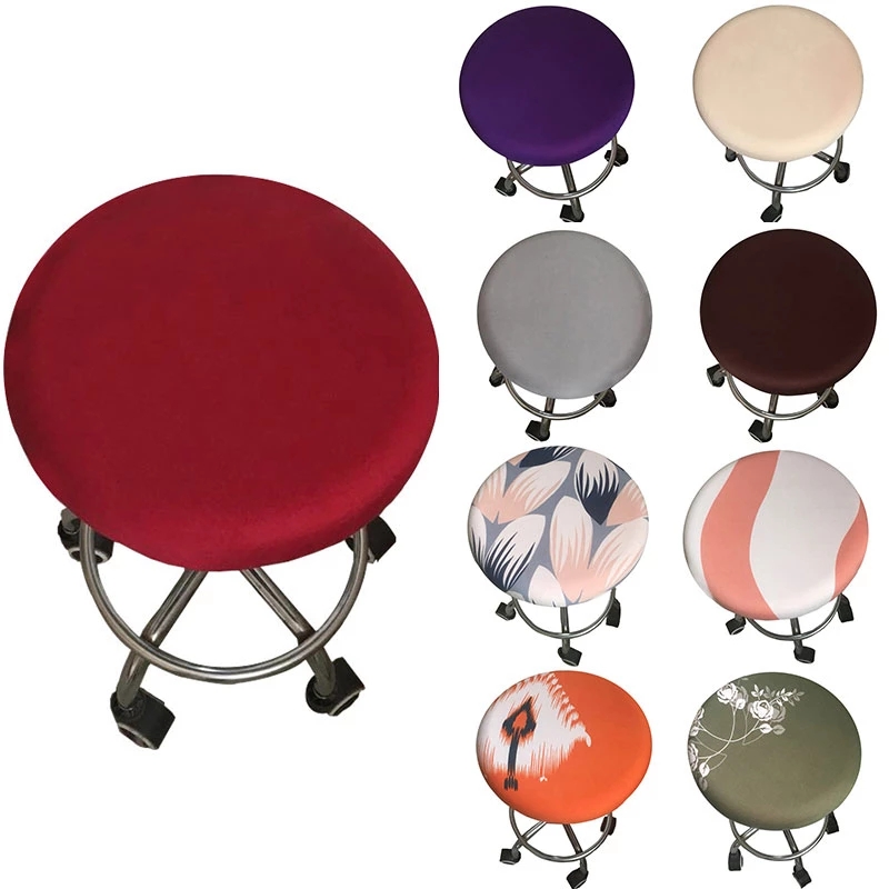 [Stock] Four Seasons Stool Cover, Spandex Round Chair Cover, Solid Color Elastic Stool Chair Protector Cover Home Decor