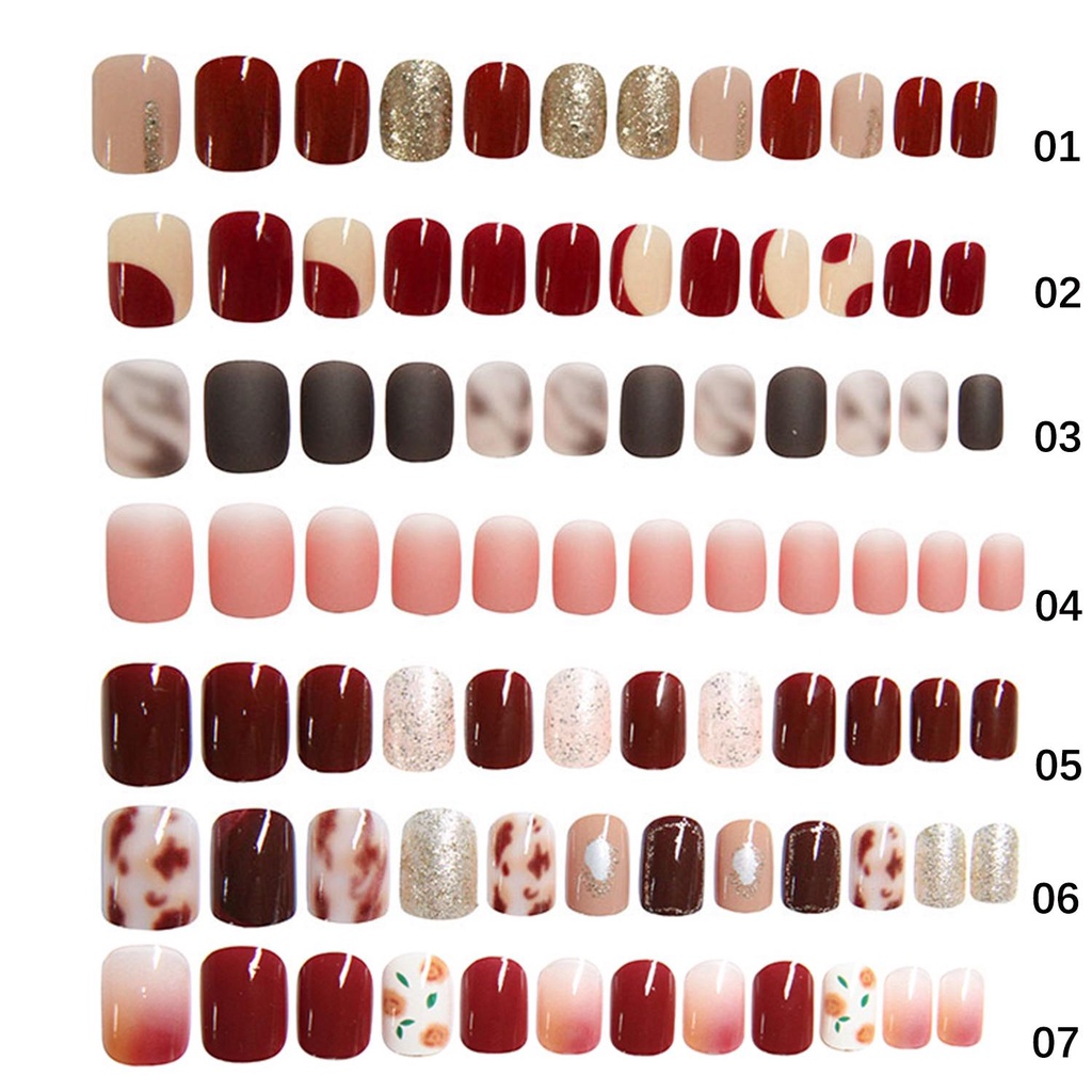 Bộ 24 Móng Tay Giả Đầu Tròn Cho Nữ