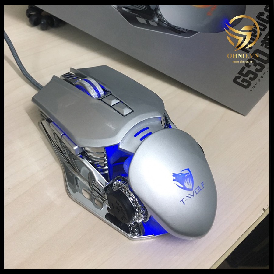 Chuột Chơi Game Có Dây T-Wolf G530 Hình Robot - Chuột Chuyên Game 7 nút 4 đèn nền màu 1200-6400 DPI có thể điều chỉnh