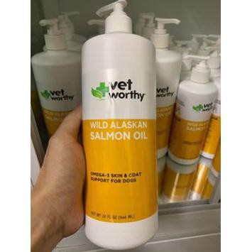 Dầu cá hồi cho chó mèo Vet Worthy - 32 Oz 946ml của Mỹ