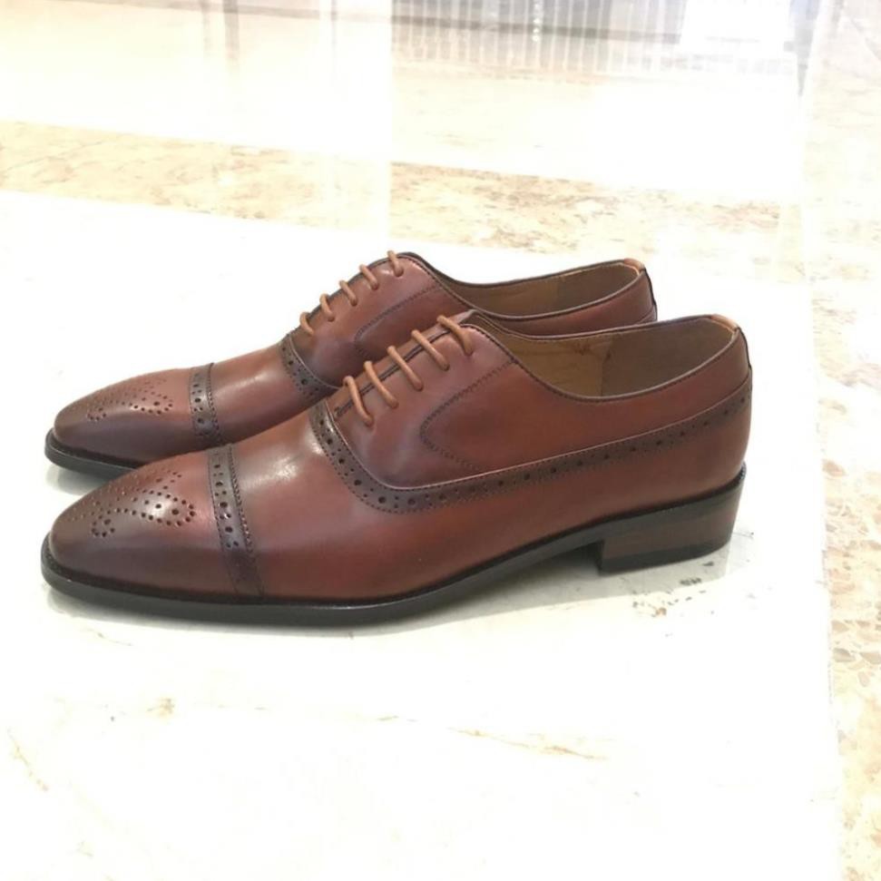 Giày tây nam handmade hàng hiệu hiện đại khâu đế thời trang da cao cấp mh1 | BigBuy360 - bigbuy360.vn