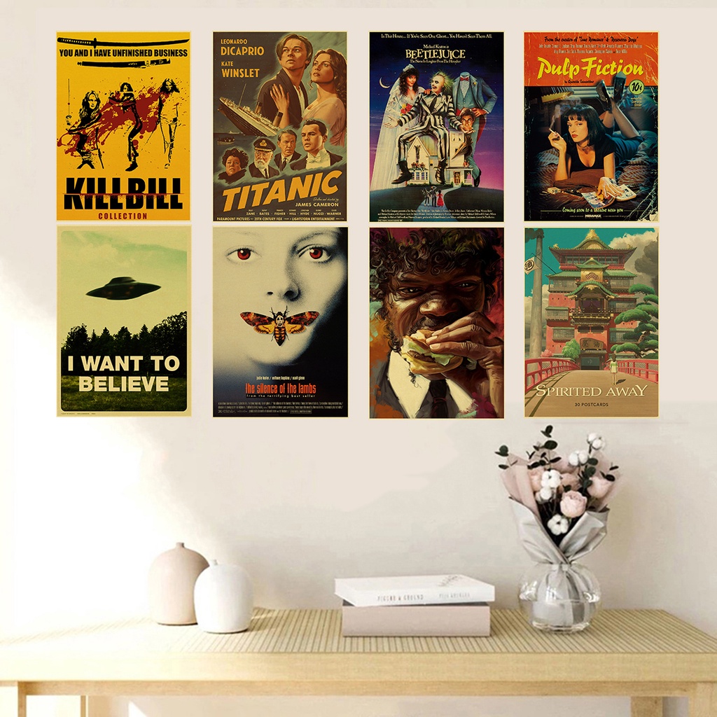 Poster Phim Kill Bill / Fight Club / The BeetleJuice / Pulp Fiction Phong Cách Vintage