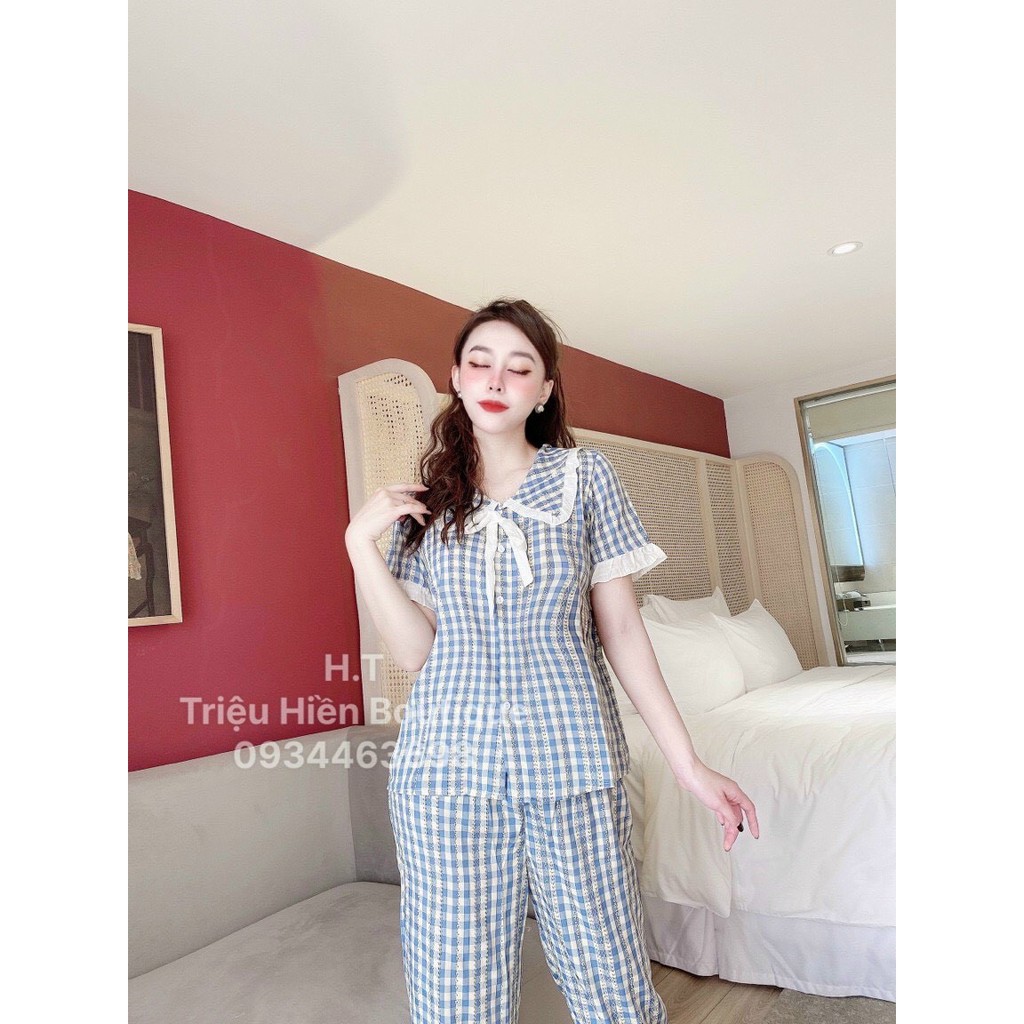 Pijama- Bộ đồ Mặc Nhà Đũi Xước Quần Dài Hàng Cao Cấp Loại 1 .