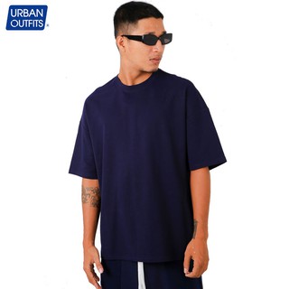 Áo Thun Nam Tay Lở URBAN OUTFITS Không Cổ Overtee Tròn Form Rộng Big Size 100% Lux Cotton Unisex Màu Navy ATO0002NAV