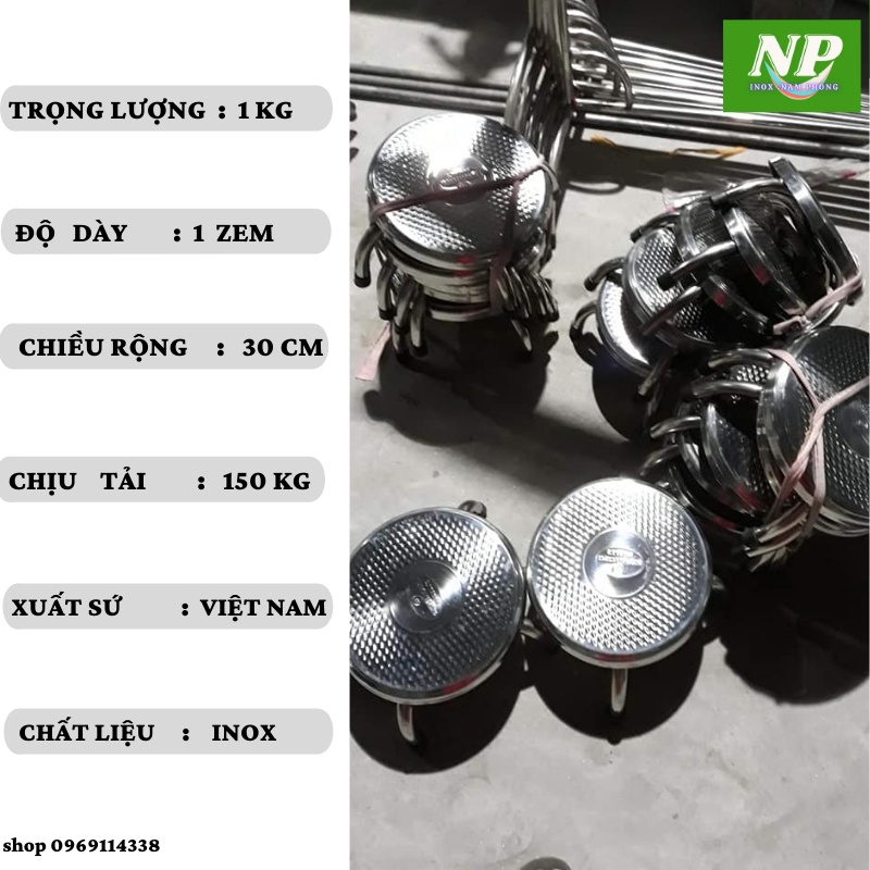 Ghế tròn inox thấp ngắn dạng đôn ngồi xổm xếp gọn