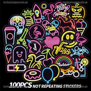 [😎😎Tech] 100Pcs Neon light stickers kids toy cute sticker for DIY luggage laptop [VN]