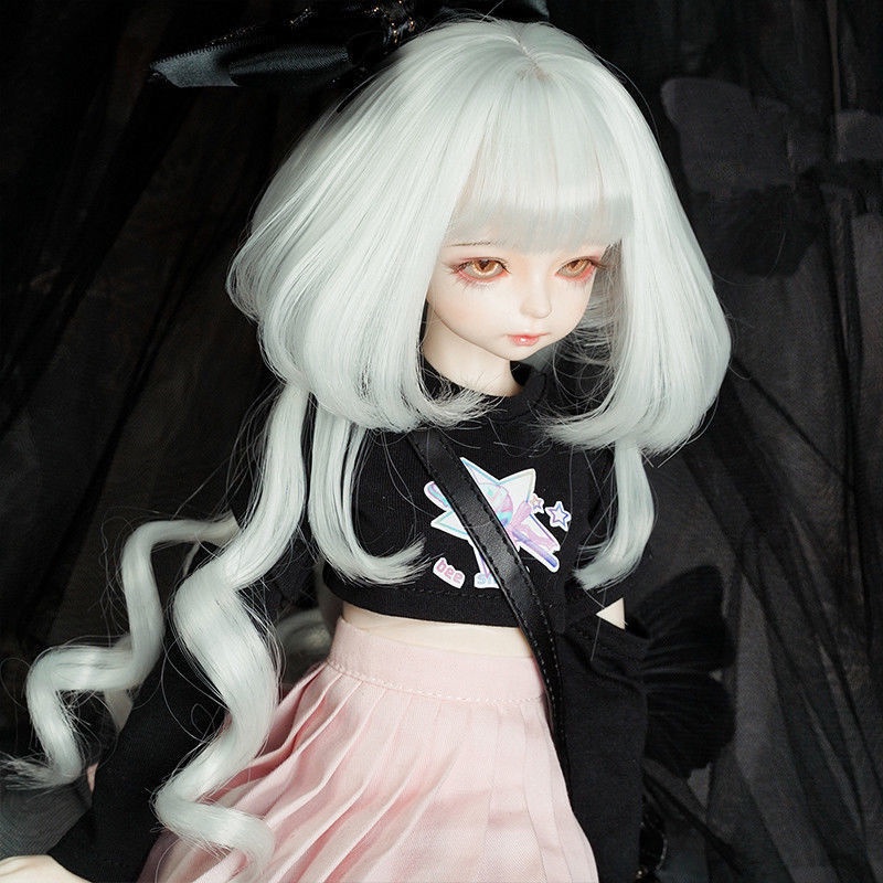 Tóc Giả Búp Bê Bjd 3 6 6 Chiếc Lá Màu Hồng gradient 3 6 Điểm Xoăn Dài Màu Xanh Dương gradient Chịu Nhiệt Độ Cao 8.26