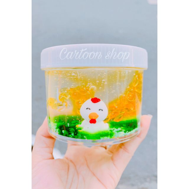 Slime Clear charm gà dễ thương hũ 300g