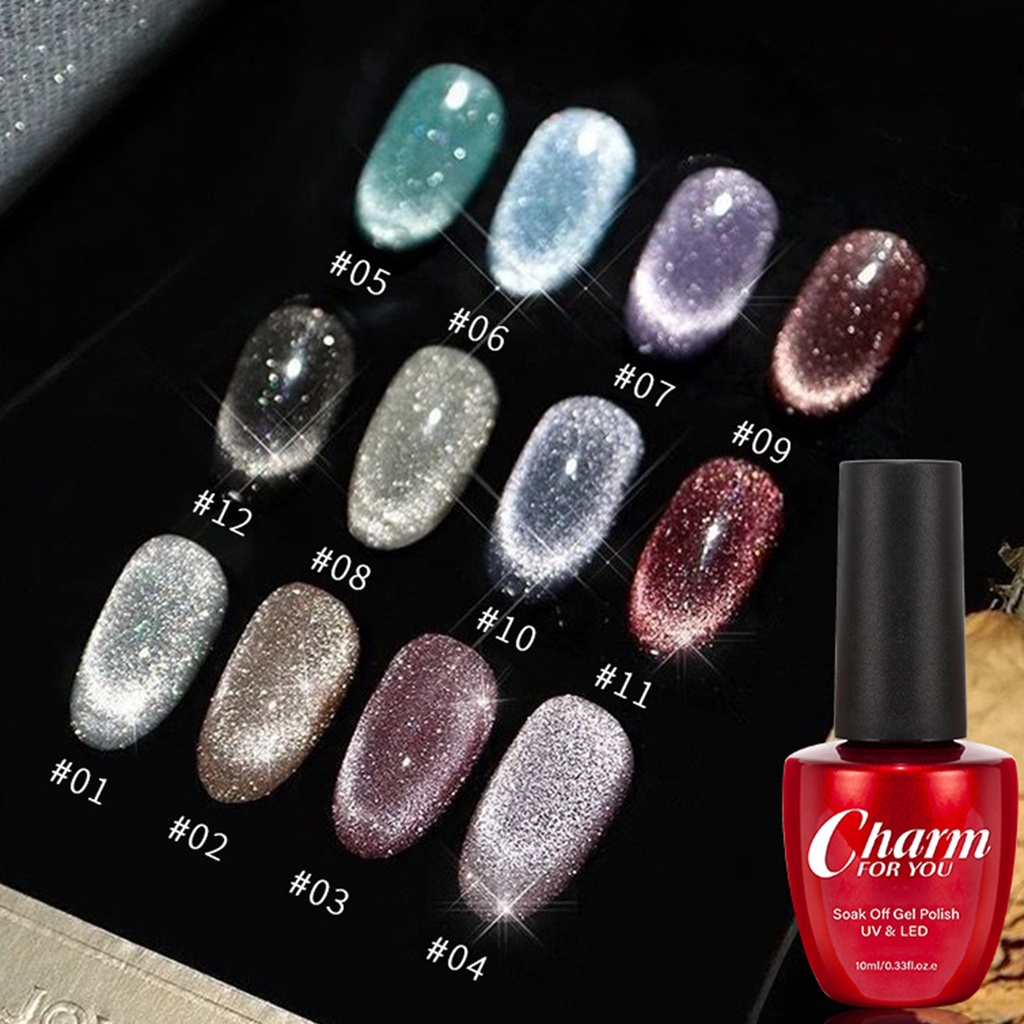 [Hàng mới về] Sơn gel phản quang sáng bóng trang trí móng nghệ thuật 10ml