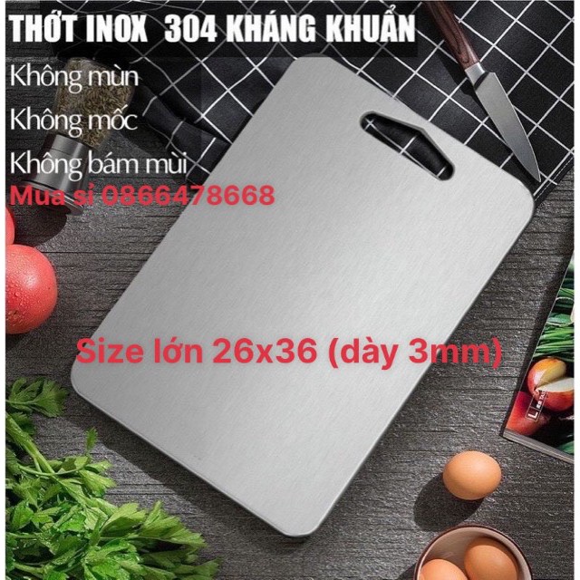 THỚT INOX 304 CAO CẤP SIZE LỚN Kháng Khuẩn Cừờng Lực- Vệ Sinh Dễ Dàng- Rã Đông Nhanh - Chống Ẩm Mốc - Khôn