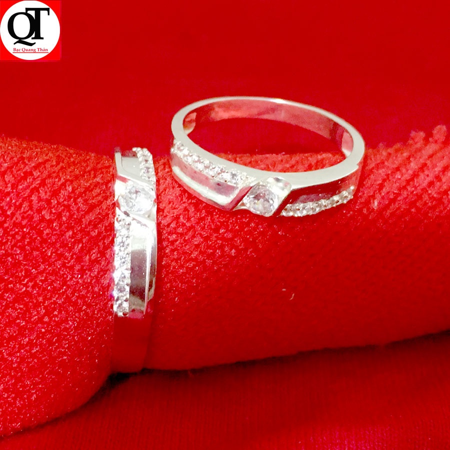 Nhẫn đôi tình yêu chất liệu bạc 925 không xi mạ khắc chữ miễn phí trang sức Bạc Quang Thản – QTND31