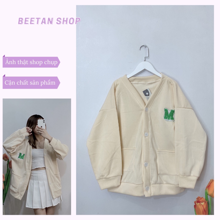 Áo Khoác Nữ Form Rộng Hàn Quốc - Áo Cardigan Nữ Nỉ Bông M Logo Missout AK02