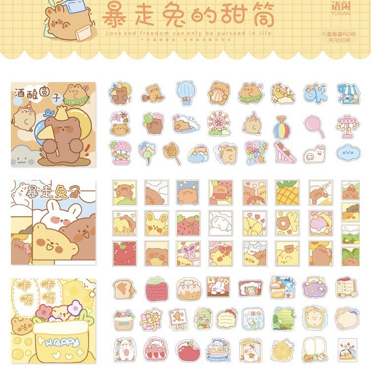 Set 6 Hộp Sticker Mini 56 Miếng - Hình Dán Mini